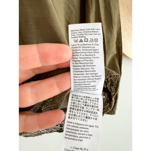 Madewell | NWT  Lace-Insert Pintucked Long-Sleeve Top Faded Ivy | Sz M - Picture 10 of 12